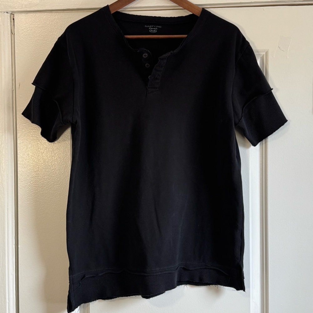 🐷 Nasty Pig Vintage Black Layered Henley